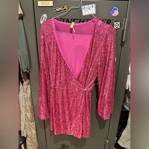 Free People Pink Sequin Romper